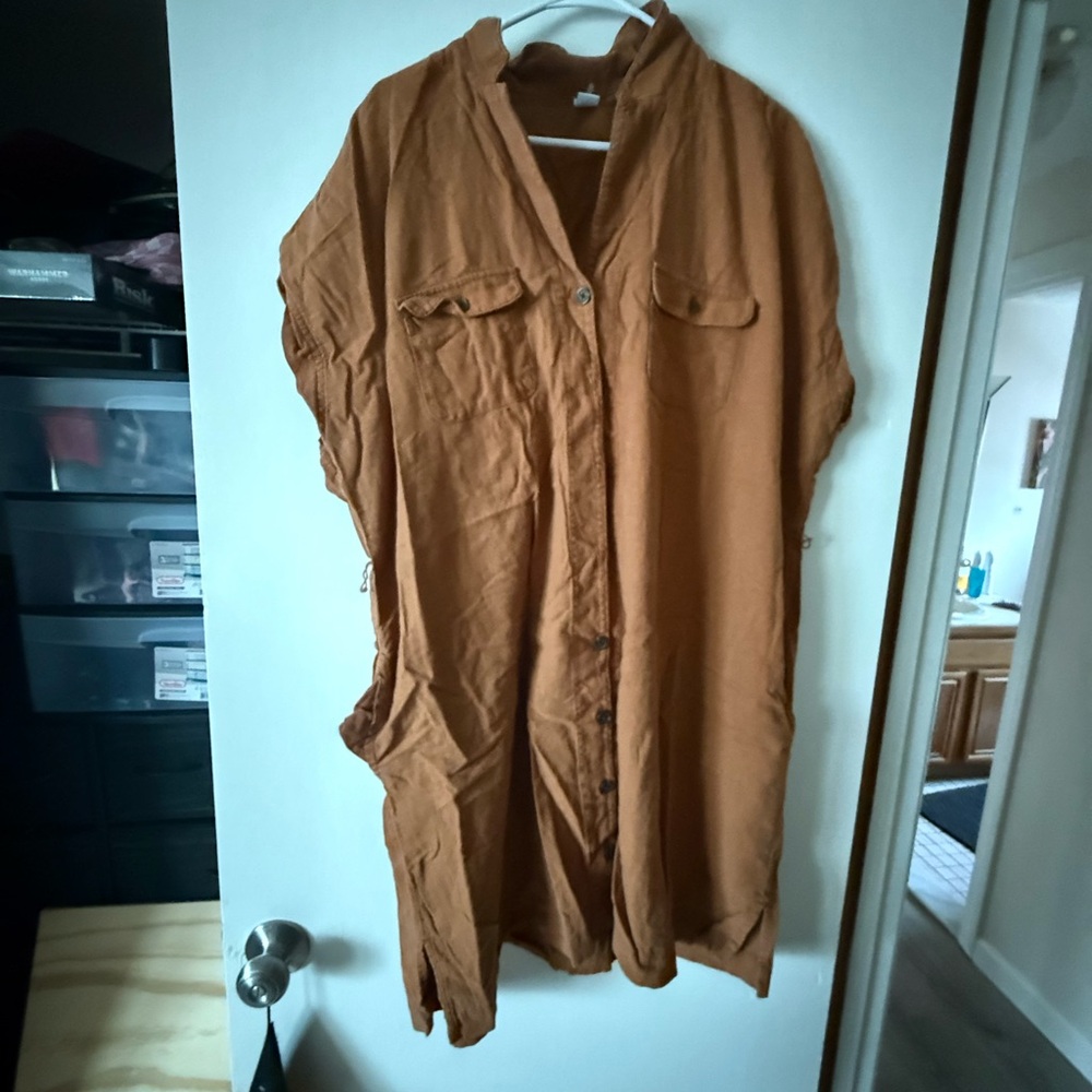 Old Navy Rust Button-Up Shirt Dress